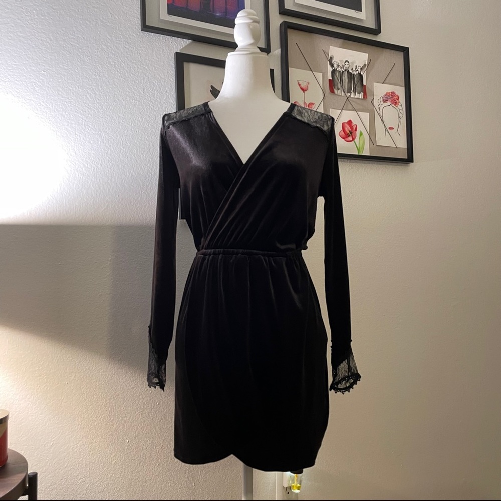 Black Velvet Wrap Dress